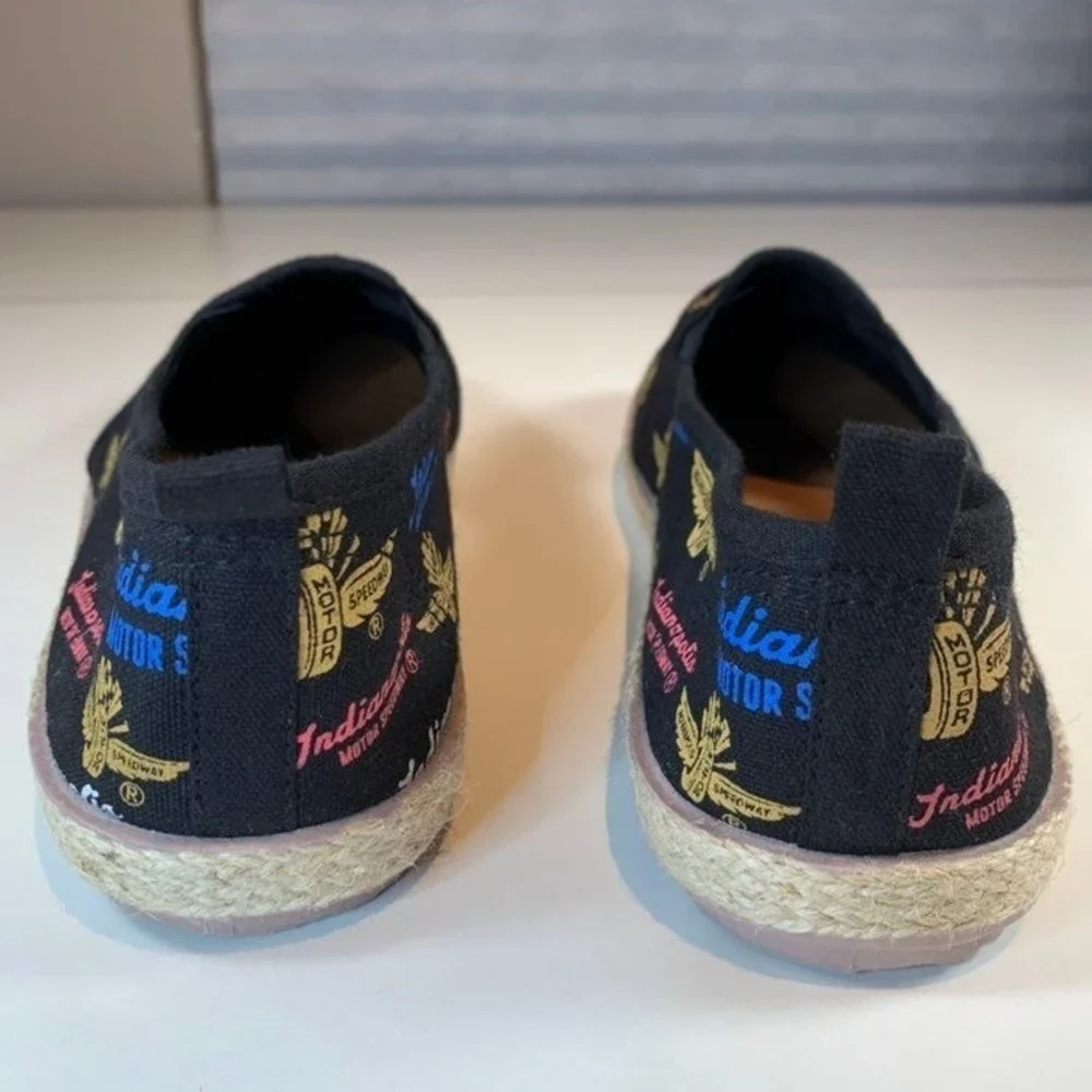 Indianapolis Motor Speedway Shoes Women's 10 XL Black Canvas Espadrille Slip-on